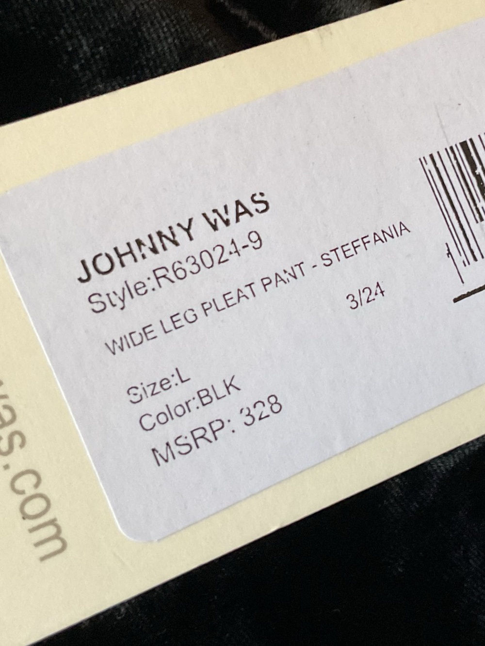 Johnny Was Black Velvet Wide-Leg Pants with Pink & Blue Floral Embroidery, Large - Picture 6 of 9